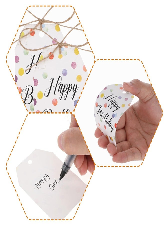 Hariendny Happy Birthday Gift Tags - 100 Pcs Colorful Dots Paper Gift Tags for Boys or Girls - Image 3